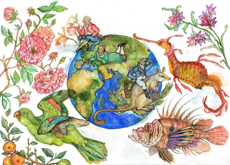 Botanická ilustrace oslavující bratry Bauerovy z Valtic