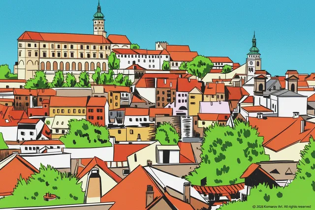 Zámek Mikulov tyčící se nad historickým městem